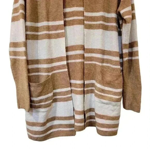 Banana Republic Women's Camel & White Striped Acrylic/Nylon/Spandex Knit Open Fr - Picture 5 of 11